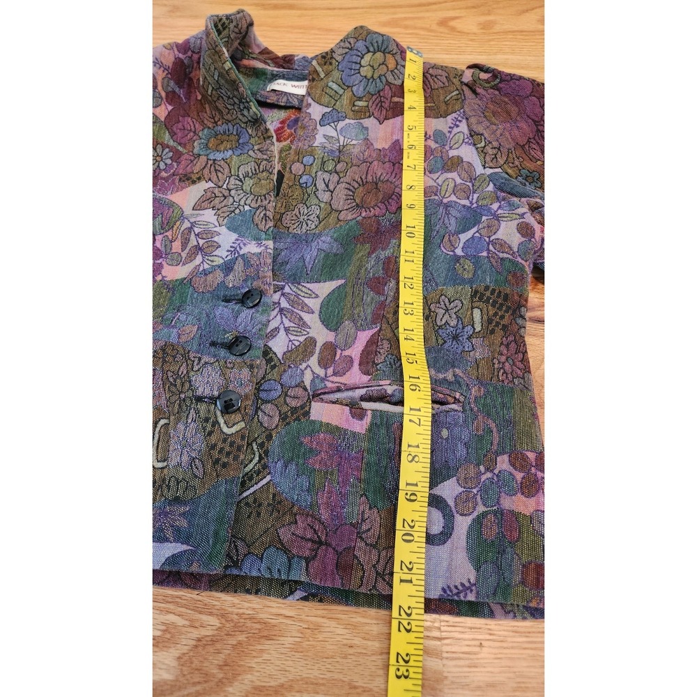 VTG Jack Winter Tapestry Blazer Jacket Floral Multicolor Boho Artsy Women's Lg - Picture 8 of 8